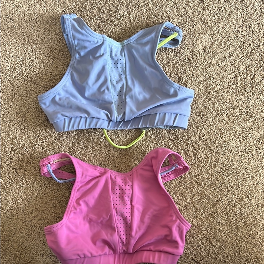 Light Blue and Neon Green Sports Bra